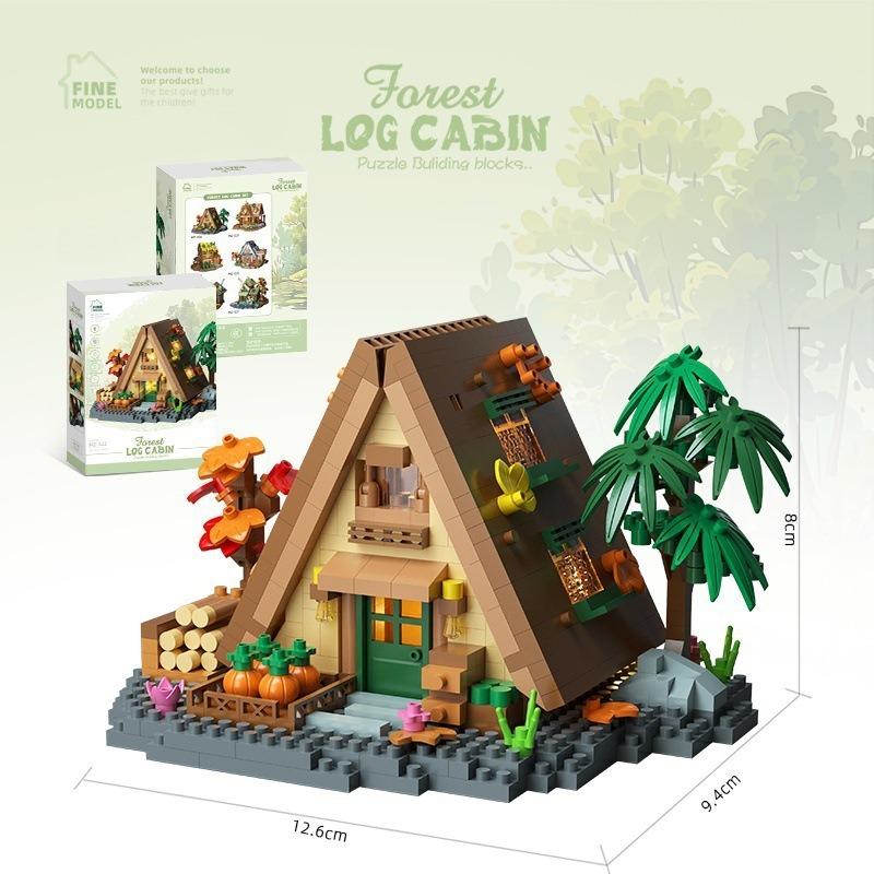 1PACK compatible LEGO forest wooden house building house street view building block handmade windmill tree house children educational toys