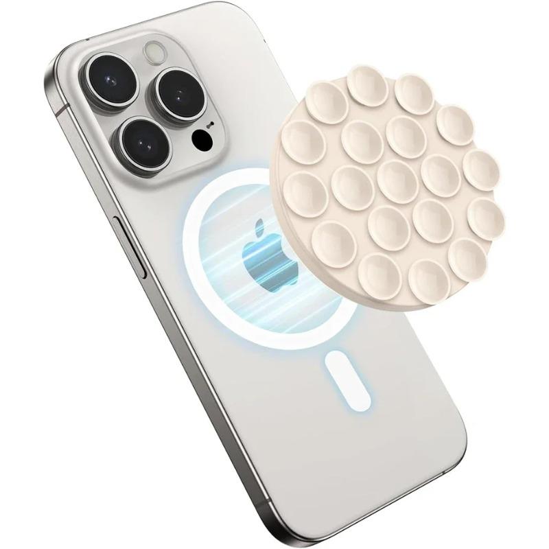 Strong Magnetic Hands Free Silicone Suction Cup Phone Grip Holder for Magsafe Universal Selfies Videos Mac Safe Lazy Mount Stand