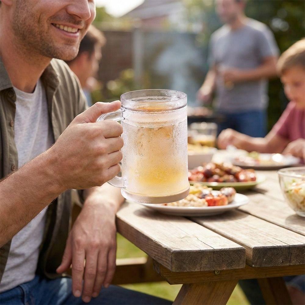 Plastic Cold Drink Chilled Cups Large Capacity Freeze Beer Glass Double Interlayer Cup Barbecue