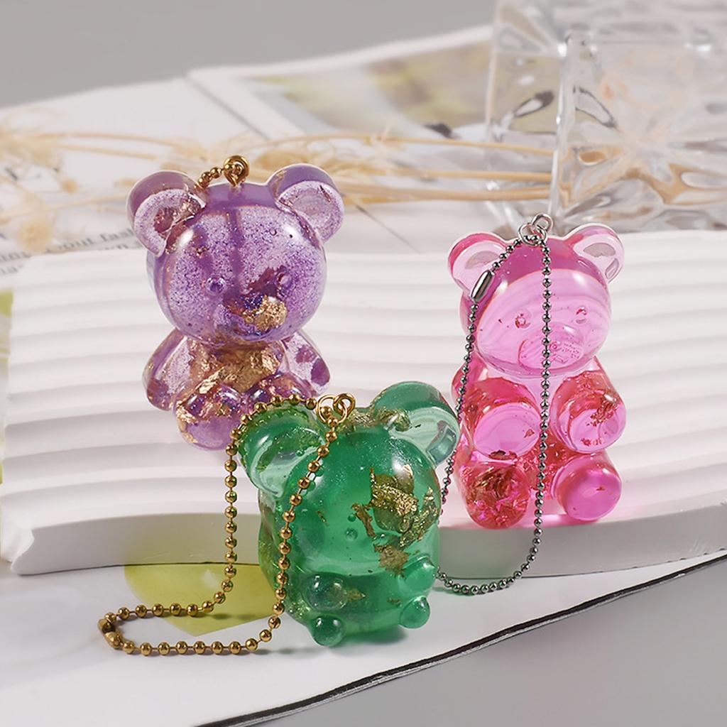3D Animal Silicone Molds Epoxy Resin Casting Molds Semi-dimensional Bear Molds for Jewelry Craft DIY Keychain Making