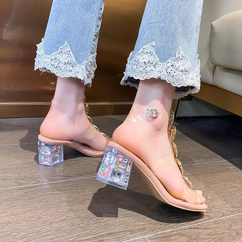 Plastic Sandal Block Heels Summer Sale Of Women's Shoes Suit