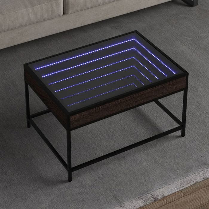 VidaXL Table basse avec LED infini chêne marron 70x50x41 cm, table d'appoint, table de salon, table latérale, bout de 847686