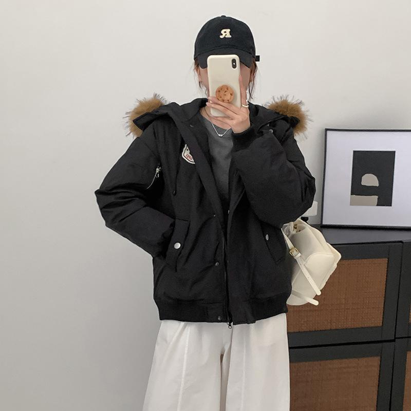 

Down Cotton-padded Jacket Women s Winter New Thickening Tooling College Wind Small Cotton-padded Jacket Retro School To Overcome XL