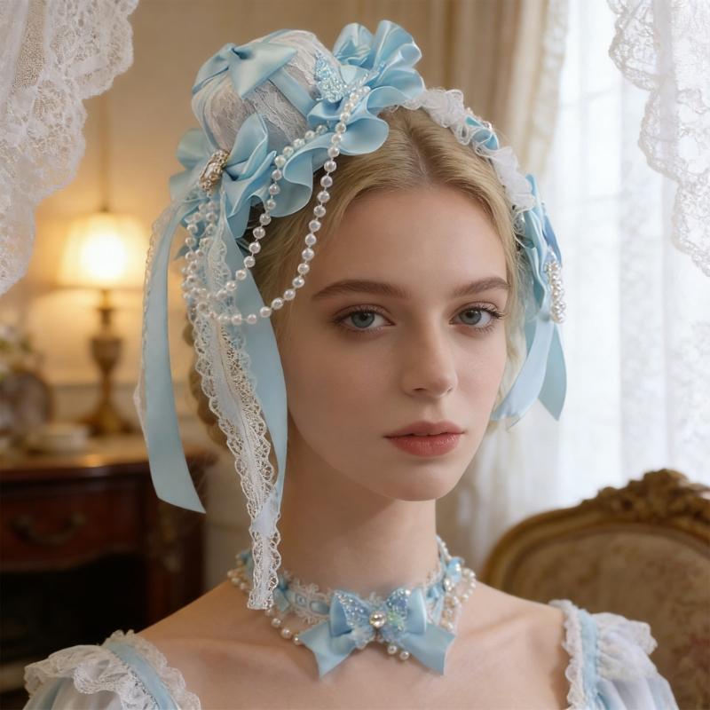 Elegant Anime Butterfly Bows Hair Accessory Costume Headpiece Hair Decoration With Lace For Cosplay And Daily Wear