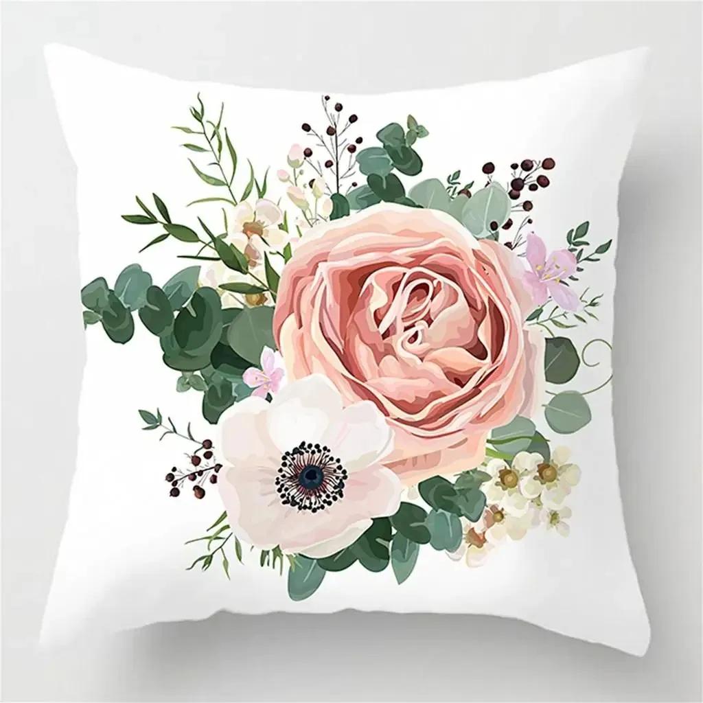 Home Decor Floral Rose Watercolor Pillow Covers for Home Pattern Cushion Cover Suitable for Sofa Bedroom Car Pillow Cover