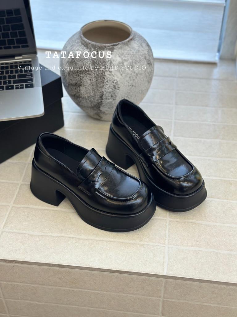 Leather platform British style small leather shoes women's 2025 new spring and autumn one-pedal loafers versatile casual single shoes