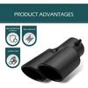 Car Exhaust Pipe, Stainless Steel Straight Inlet Double Outlet Tailpipe with Bolts, Durable 2.5" Bevel Port Exhaust Tip, Universal Modification