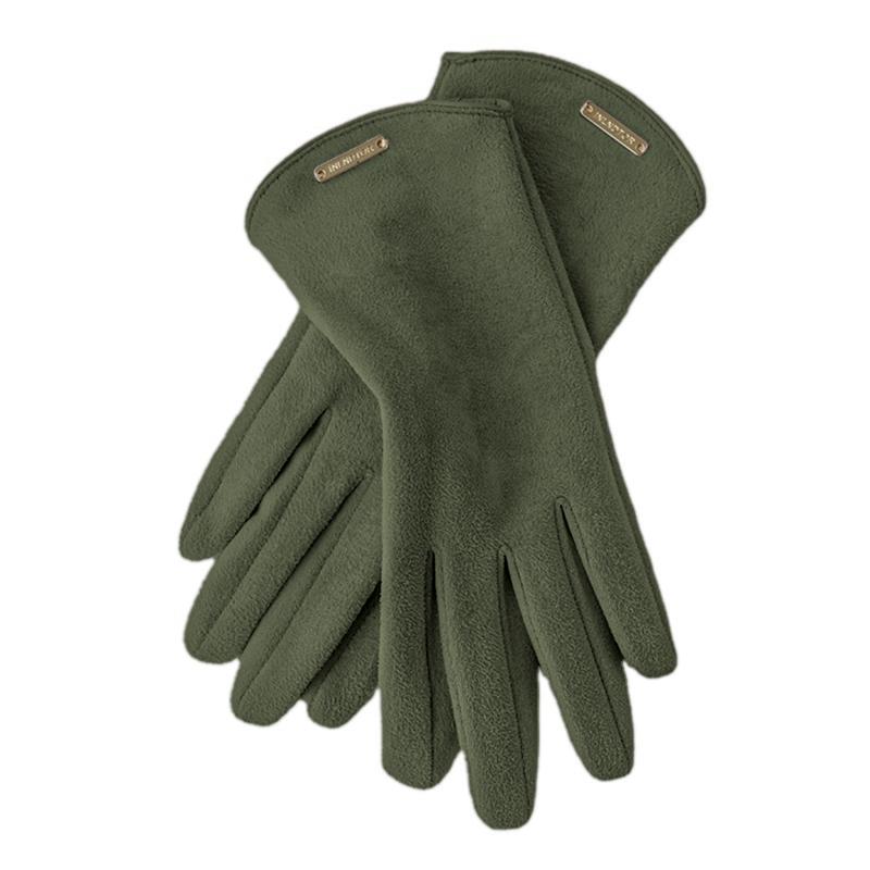 Woman's Winter Warm Suede Leather Touch Screen Driving Gloves Man's Cold Plus Velvet Thick Fingerless Flip Cycling Mittens
