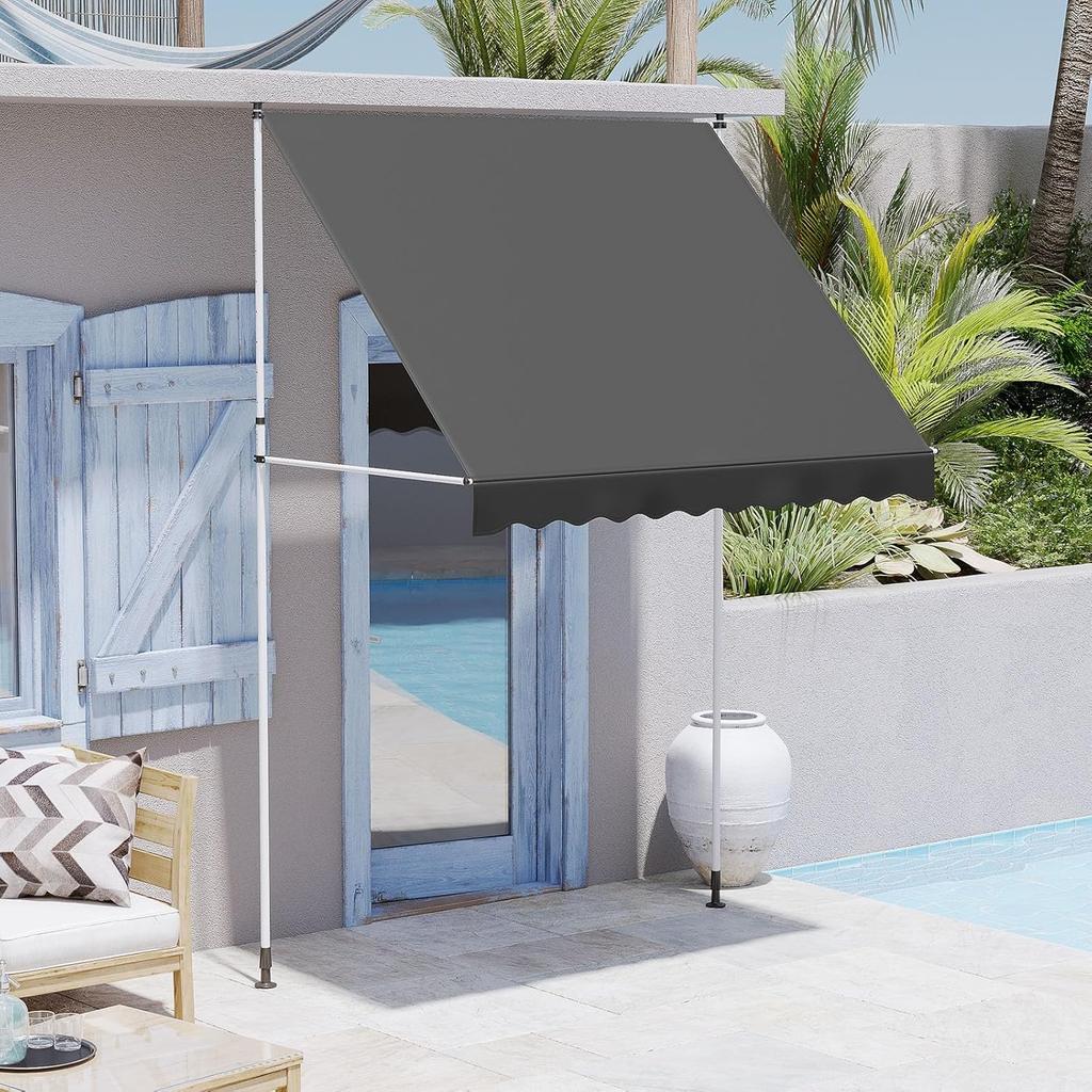YODOLLA Retractable Manual Awning 2x1.2m - UV Resistant, Easy Installation, Stable Aluminum Frame - Dark Grey