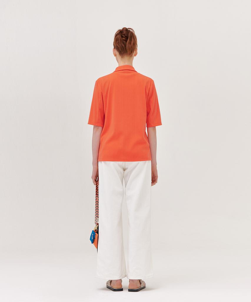 NU PARCC Summer Rib Shirt Cardigan - Orange