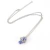 Handmade Silver Mesh Pocket Crystal Tiger Stone Agate Small Mushroom Pendant Necklace Jewelry N697