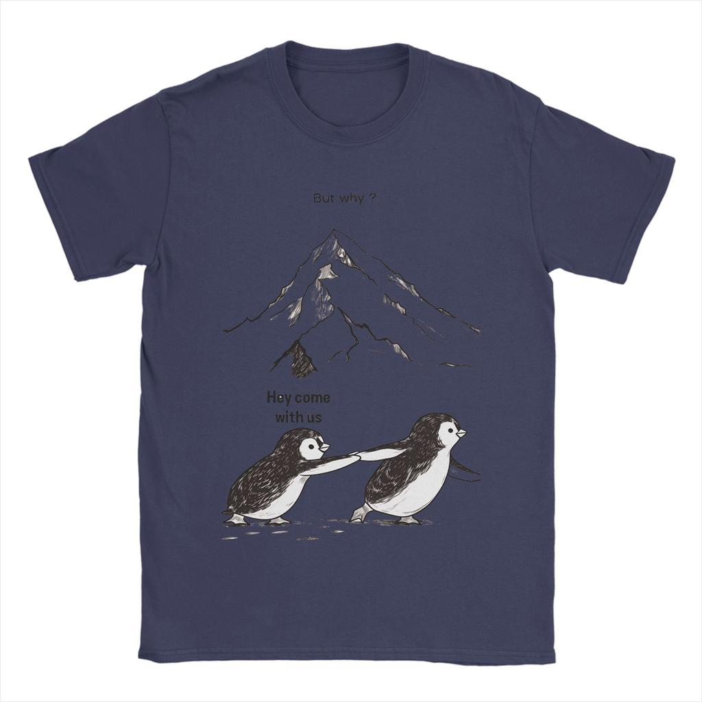 Zabawne Koszulki z Pingwinem Nihilistą Męskie Okrągły Dekolt 100% Bawełna T-shirt Krótki Rękaw Koszulka z Nadrukiem Top