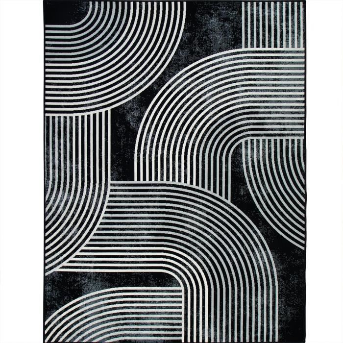 Modern Scandinavian Black Rug 190x240