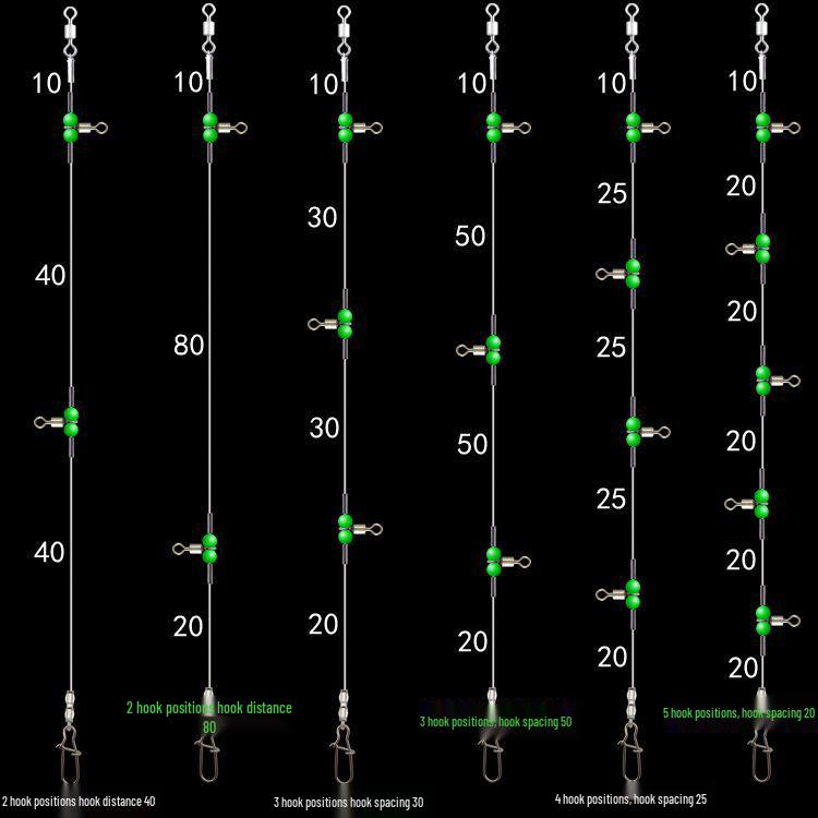 Luminous Swivel Leader Set with Bead Hook Rig for Sea Fishing
