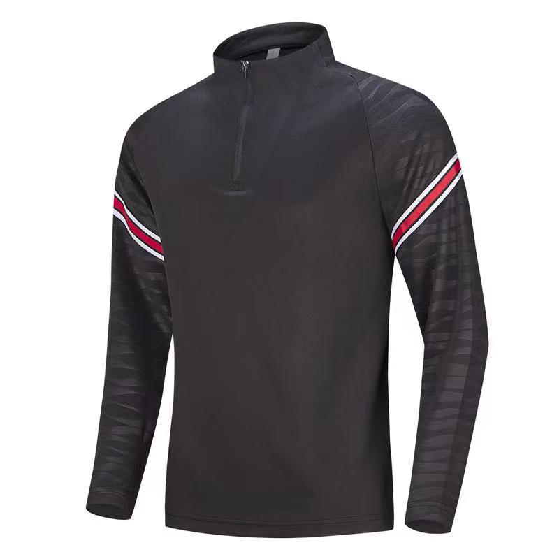 Half-Zip Contrast Stripe Sports Top with Half-Finger Sleeves