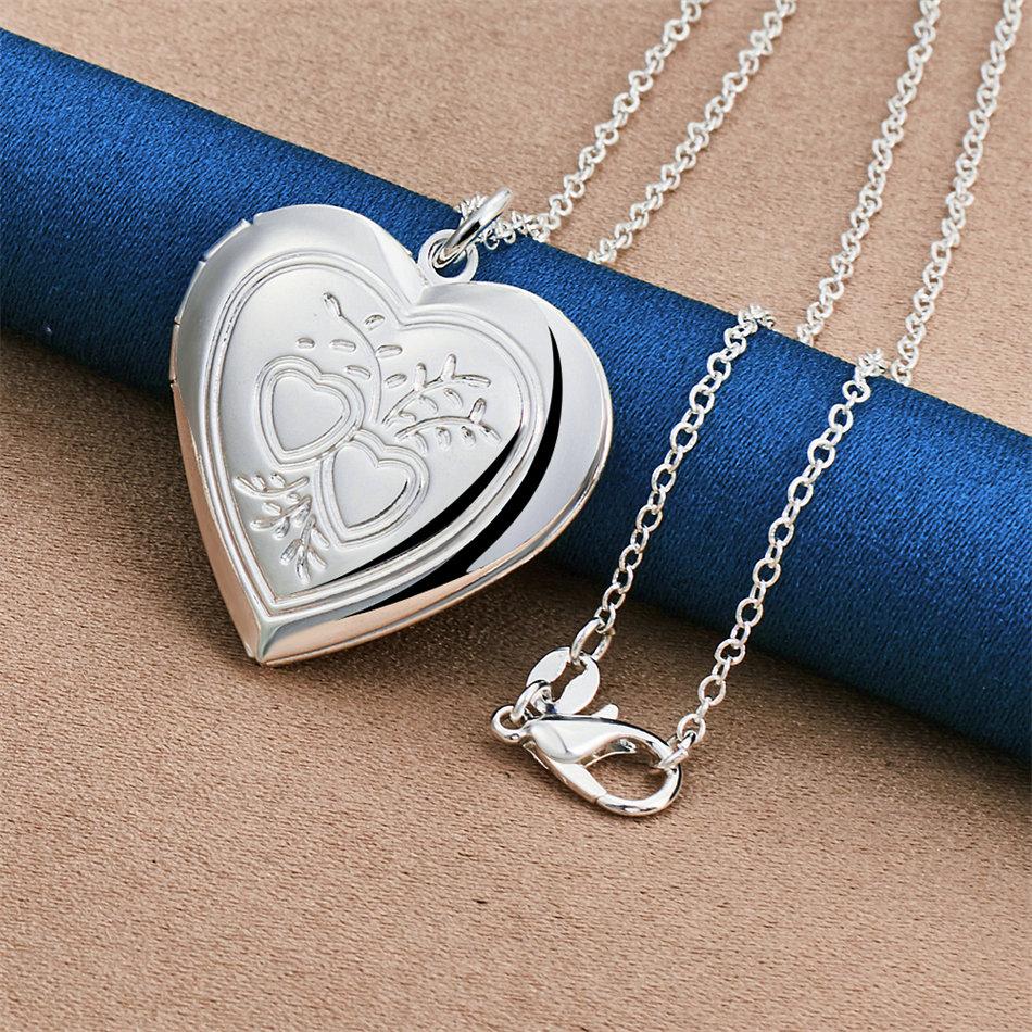 925 sterling silver 16-30 inch exquisite heart-shaped flip up pendant necklace for women's fashion wedding jewelry accessories