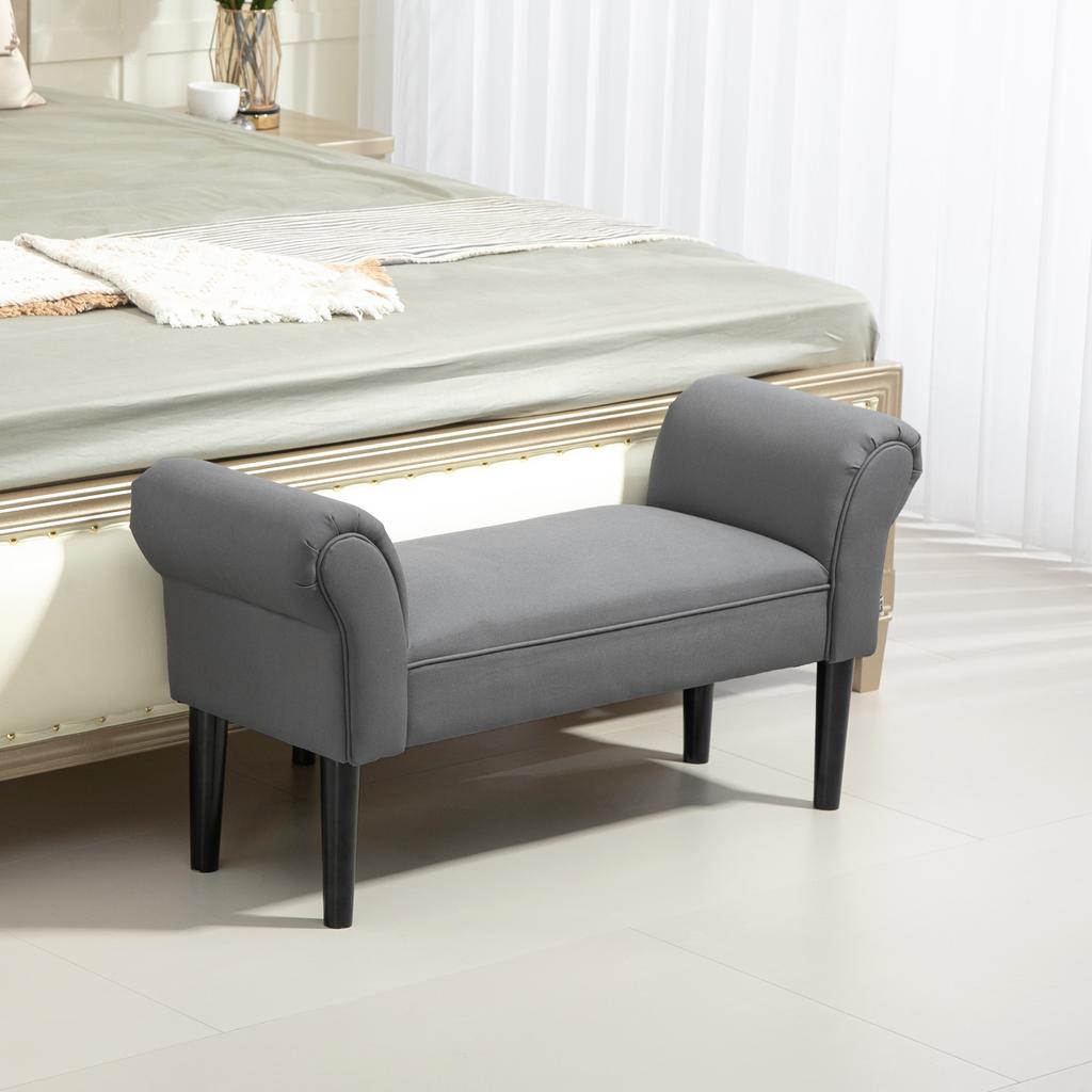 Bench, Bed Bench, Sturdy Construction, Soft Padding, 102x36x51 cm, Gray
