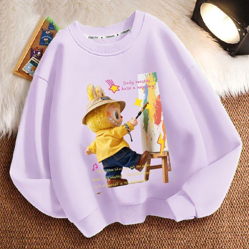 Children's Loose Round-neck Sweatshirt for Spring, Autumn and Winter, Cute Long-sleeved Loose Round-neck Coat for Boys and Girls