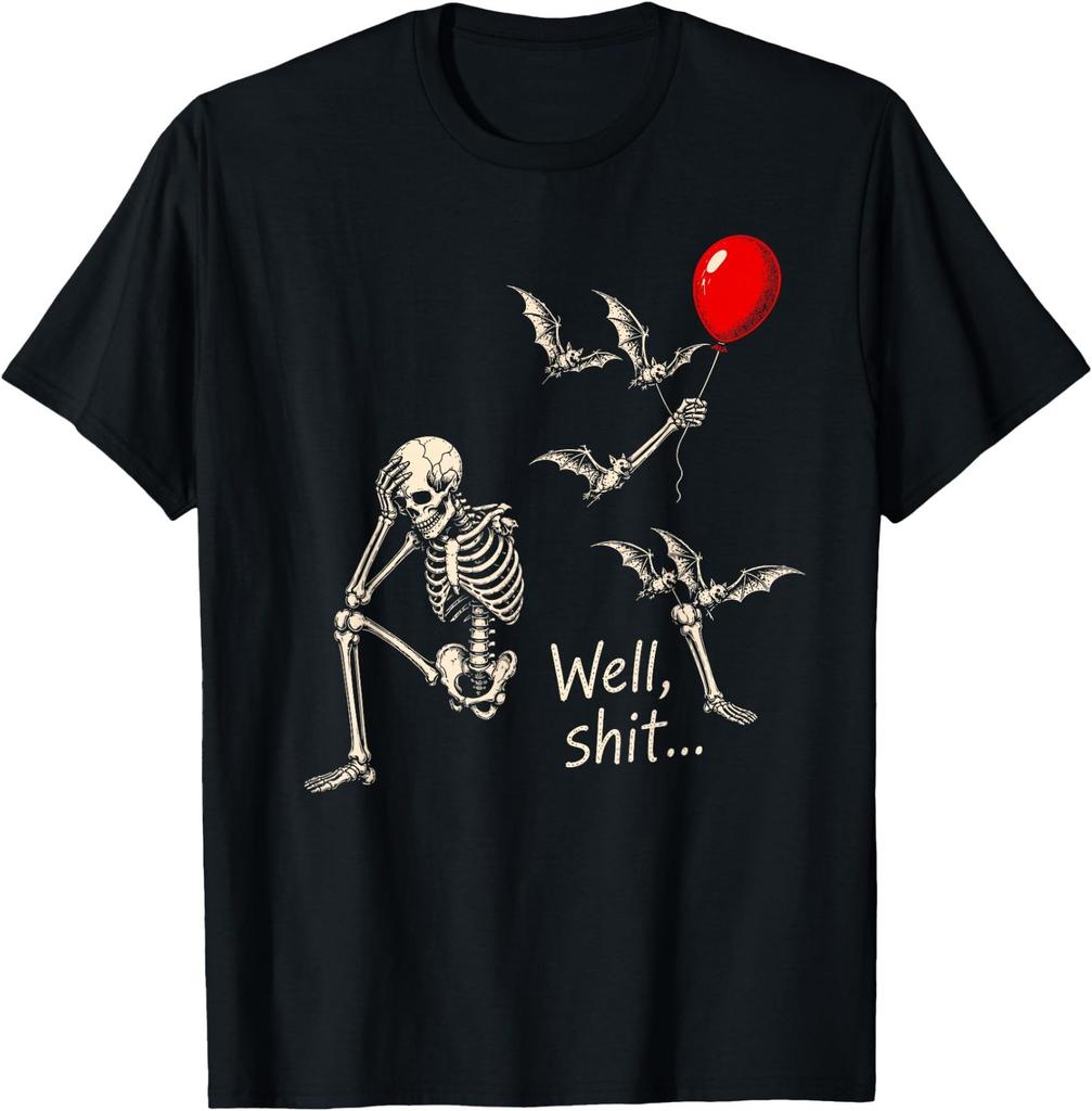 Skeleton Halloween Balloon Well Funny Saying Spooky T-Shirt