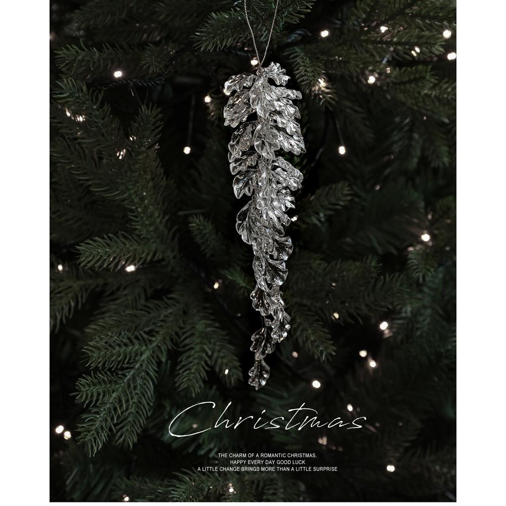 Acryl-Weihnachtsornamente zum Aufhängen am Baum, Feiertagsdekorationen mit Blattdesign, Klarer moderner Stil Anhänger für festliche Dekoration