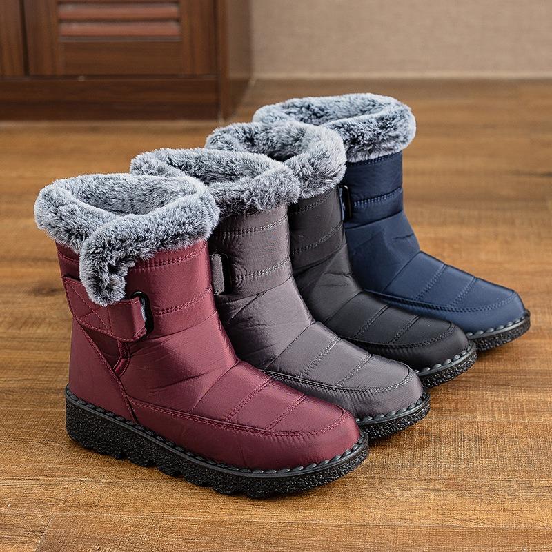 Cotton Shoes Women's Winter New Snow Boots Women's Piled Thickened Warm Cotton Shoes Large Size Flat Waterproof Cotton Boots