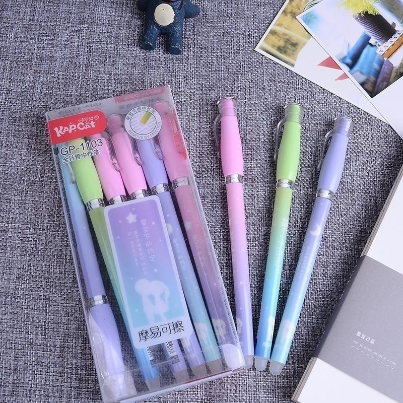 4Pcs / 12Pcs Erasable Pen Gel Kawai Gel Pen School Supply Stationary Cute Funny Stationery 0.38mm Bla