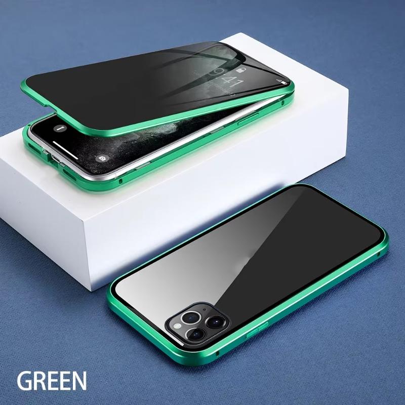 Para IPhone 16 15 14 13 12 11 Pro Max X XR 8 7 Protector de Pantalla de Privacidad Anti-miradas Funda para Teléfono Parachoques de Metal Cubierta a Prueba de Golpes de Doble Lado
