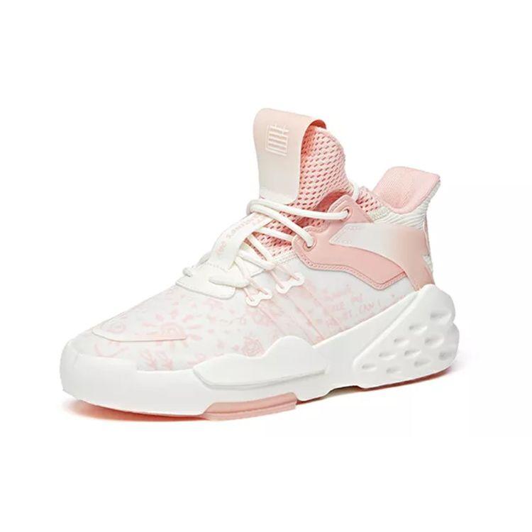 Anta Dominator Non-Slip Durable Mid-Top Skate Shoes Women Skate Shoes Pink White 922038066-2