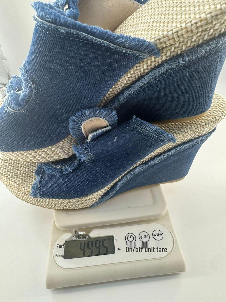 Damstorlek Kil Denim Spänne Slip-on Sandaler - Sommar Utomhus Casual