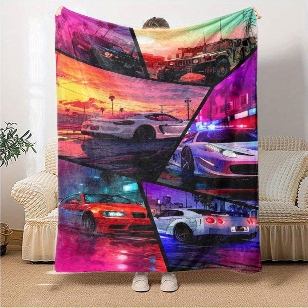 1pc Grand Theft Auto Soft Flannel Blanket with Designer Print A cozy blanket for all seasons, perfect for the couch, bed, office