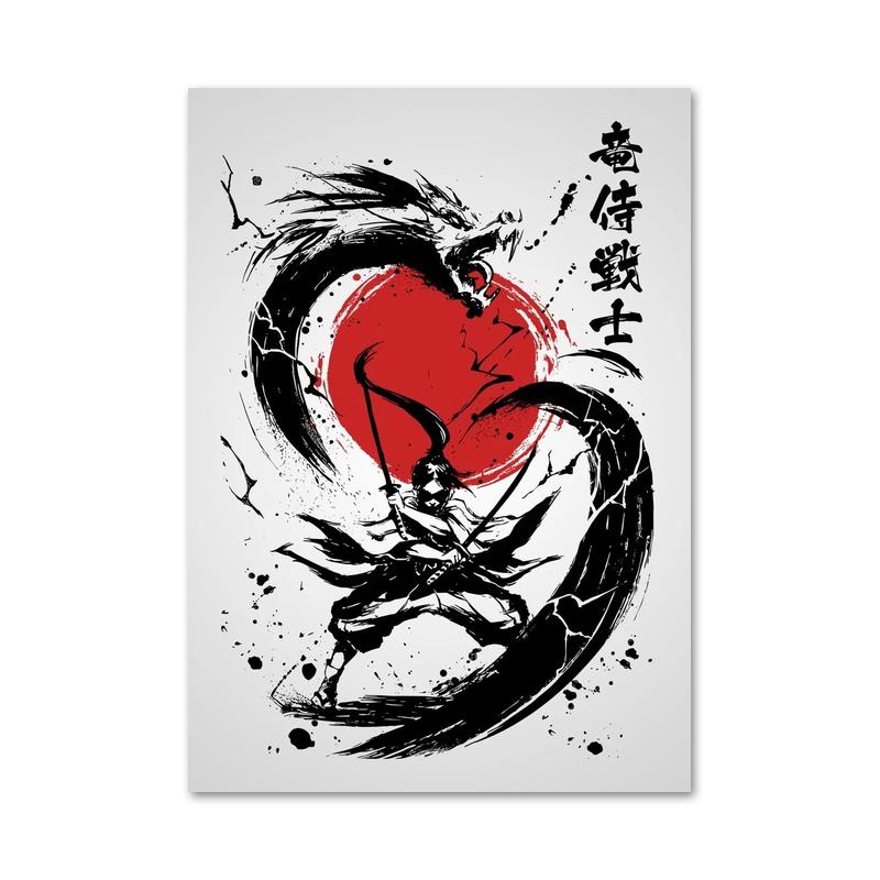 Retro Japanese Samurai Canvas Painting Abstract Warrior Panda And Geisha Poster and Prints Wall Art Pictures for Home Decoration