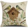 Vikama Spring Summer Pillow Covers Green Leaves Bird Lily Print Decorative Cushion Covers For Home Porch Sofa Decoration