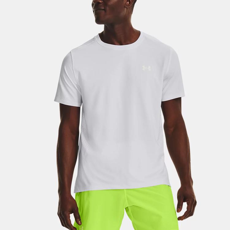 Under Armour Solid Crew Neck Short Sleeve Sports Tee Men Tops White 1376518-101