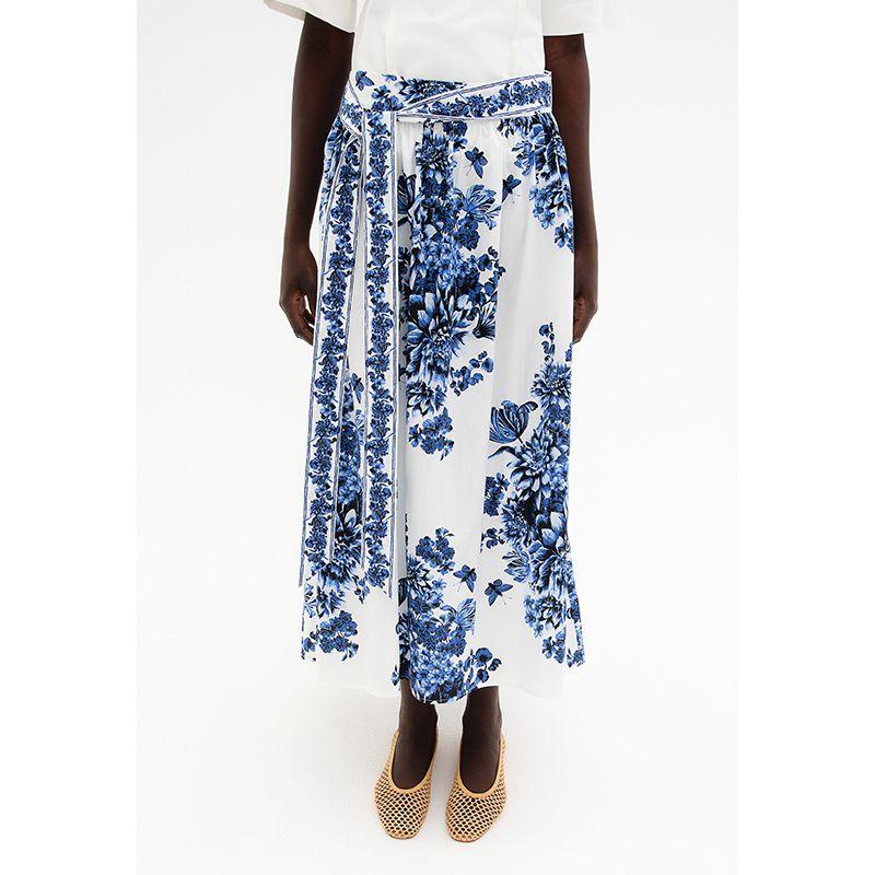 Summer New Product Women's Clothes Shoelace Design Cotton Poplin Loose Version Mid Length Long Length Skirt 1267431