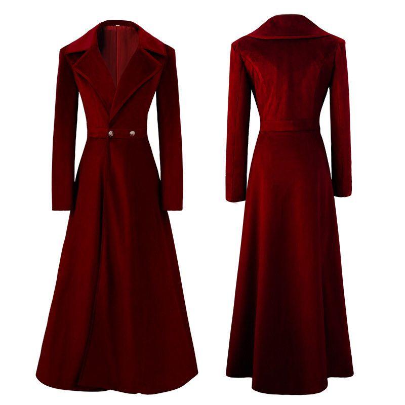 

Cross-Border New Long Trench Coat for Women, over the Knee and Ankle-Length, 2023 Autumn and Winter Trendy New Style, Elegant Women s Velvet Coat Gold Velvet Women s Coat/Red M