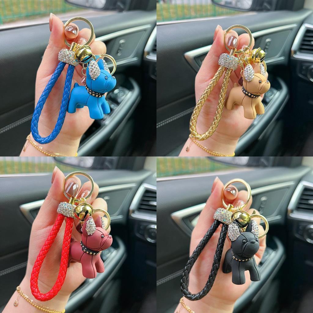 Schattige Hars Bulldog Cartoon Sleutelhanger Met Sprankelende Diamant Autosleutelhanger Dames Tas Hanger Ideaal Cadeau Voor Diverse Gelegenheden