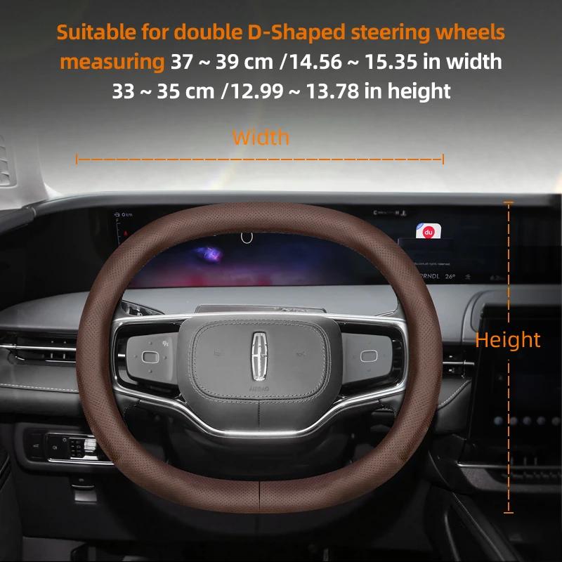 For Lincoln Z MKZ MKT MKC MKX MKS Navigator Aviator Nautilus Corsair Continental Leather Breathable Car Steering Wheel Cover