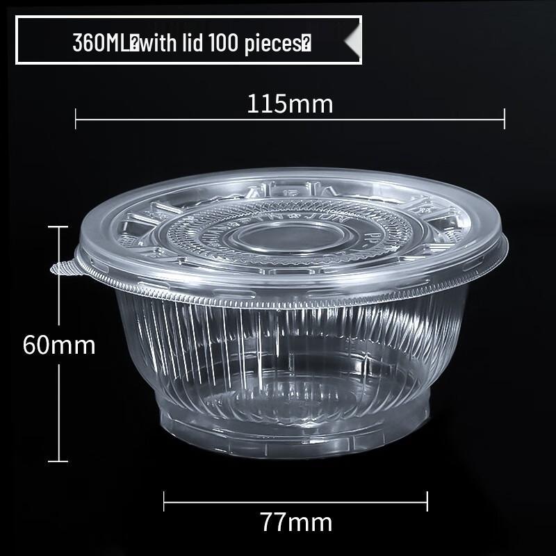 Fangcaodi 360ml Disposable Soup Bowls with Lids, 100-Pack