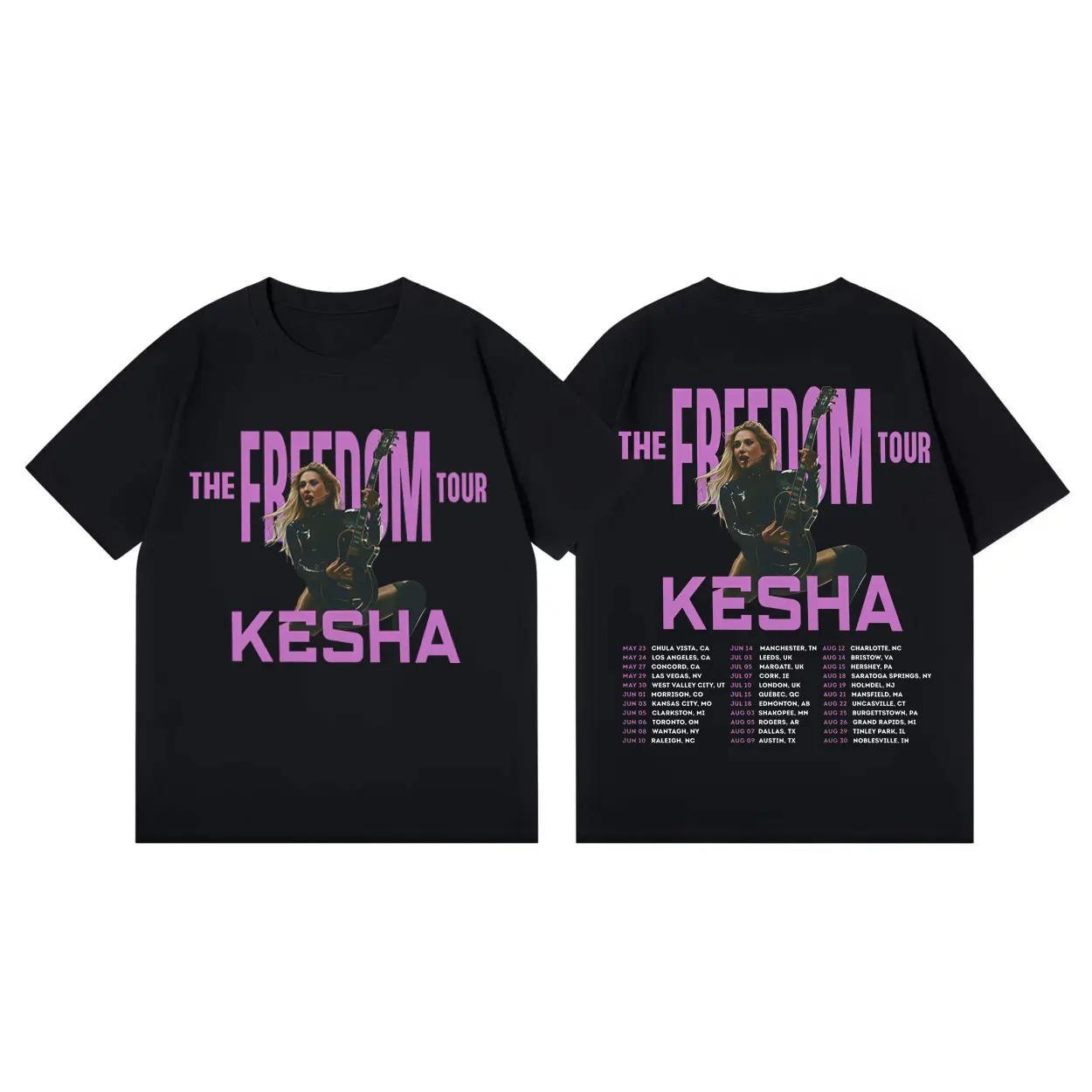 

Summer Casual Loose Cotton T-shirt Singer Kesha The Freedom Tour 2026 T Shirt Unisex Women Fashion Aesthetic Short Sleeve T-shirts S
