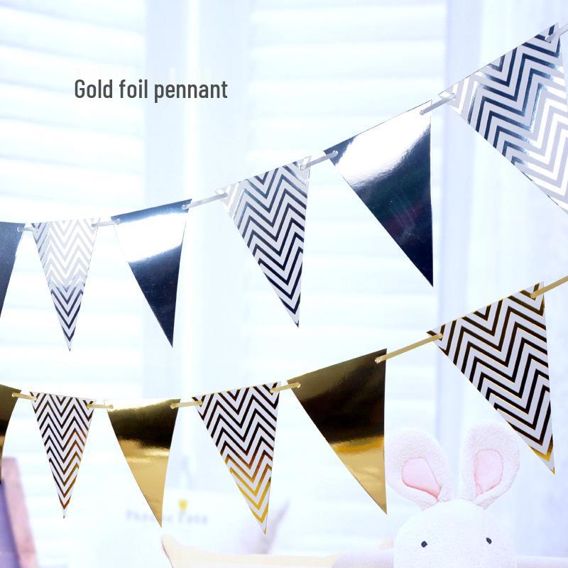 Online Celebrity Hot Stamping Triangle Flag Banner for Party Decoration