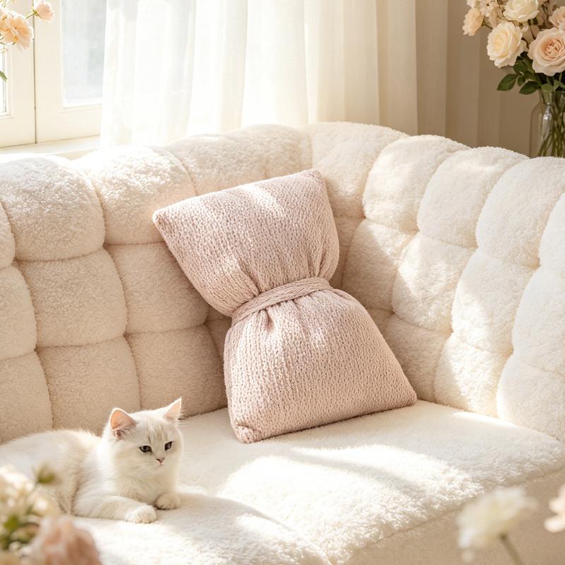 Nordic Style Round Ball Cushion Velvet Seat Pouf Stuffed Throw Pillow Room Sofa Decor Soft Ball Cushion Waist Back Cushions