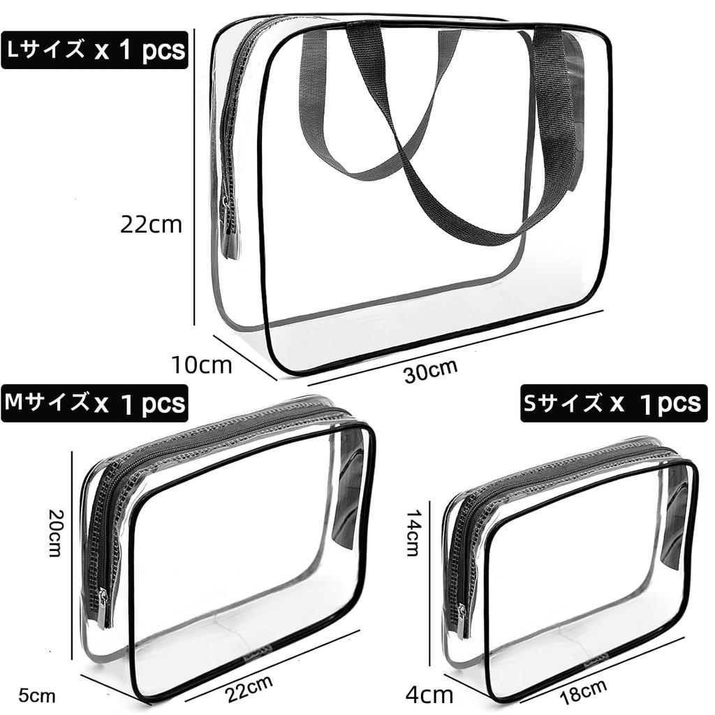 Transparent Makeup Pouch Large Portable Cosmetic Pouch for Portable Makeup Perfect for Hot Business and More 3-Piece Set, Capacity, Cosmetics, Pouch,
