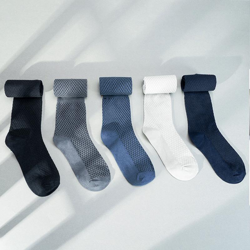 10 pares Primavera Verano hombres negocios calcetines de fibra de bambú transpirable desodorante antibacteriano calcetines casuales de alta calidad para hombre calcetines largos deportivos 5 colores