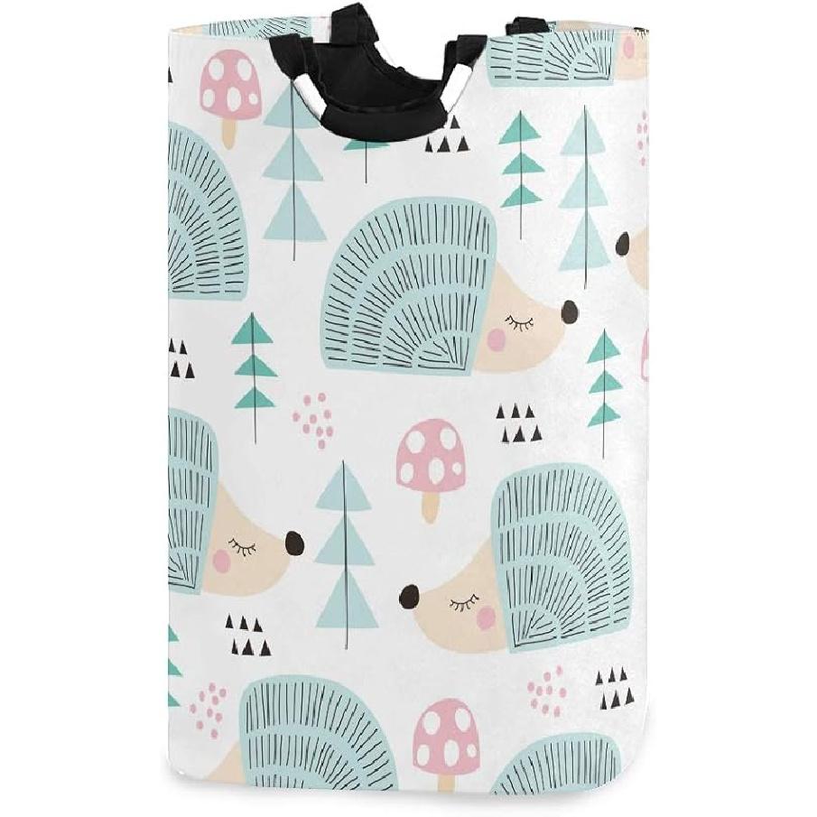 Laundry Hamper Bucket Cute Woodland Animals Trees Mushrooms Berries Collapses Laundry Basket Washing Bin for Home Organizer Nursery Storage Baby