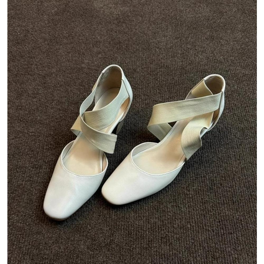 New Women Pumps Summer Shoes Cross-Tied Woman Sandals Lady Spring Autum Retro Pumps Thick Heel Round Toe Zapatos Muje