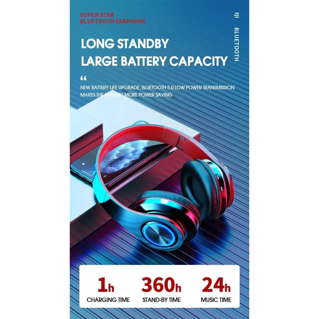 Foldable Bluetooth Headsets  Wireless Headphones with Mic Stereo Earphone Support TF Card FM for Xiaomi Iphone Sumsamg Phone