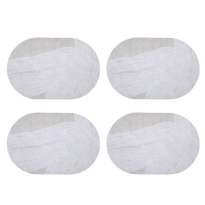 4 Pcs Oval Leather Placemat 45x30cm Non Slip Heat Proof Washable Table Mat for Home Restaurant Hotel