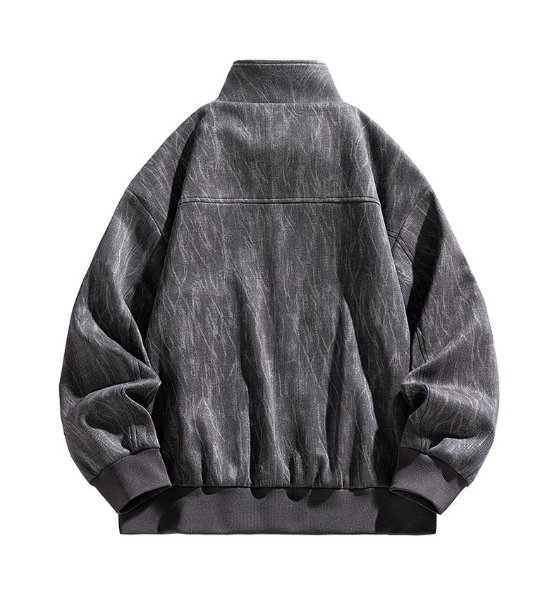 Men's Plus Size Stand Collar Retro Jacket - 2026 Autumn Collection, Trendy Loose Fit Casual Wear