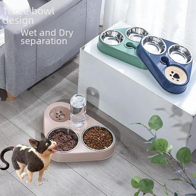 Comedero Doble de Acero Inoxidable para Mascotas con Bebedero Automático para Gatos y Perros