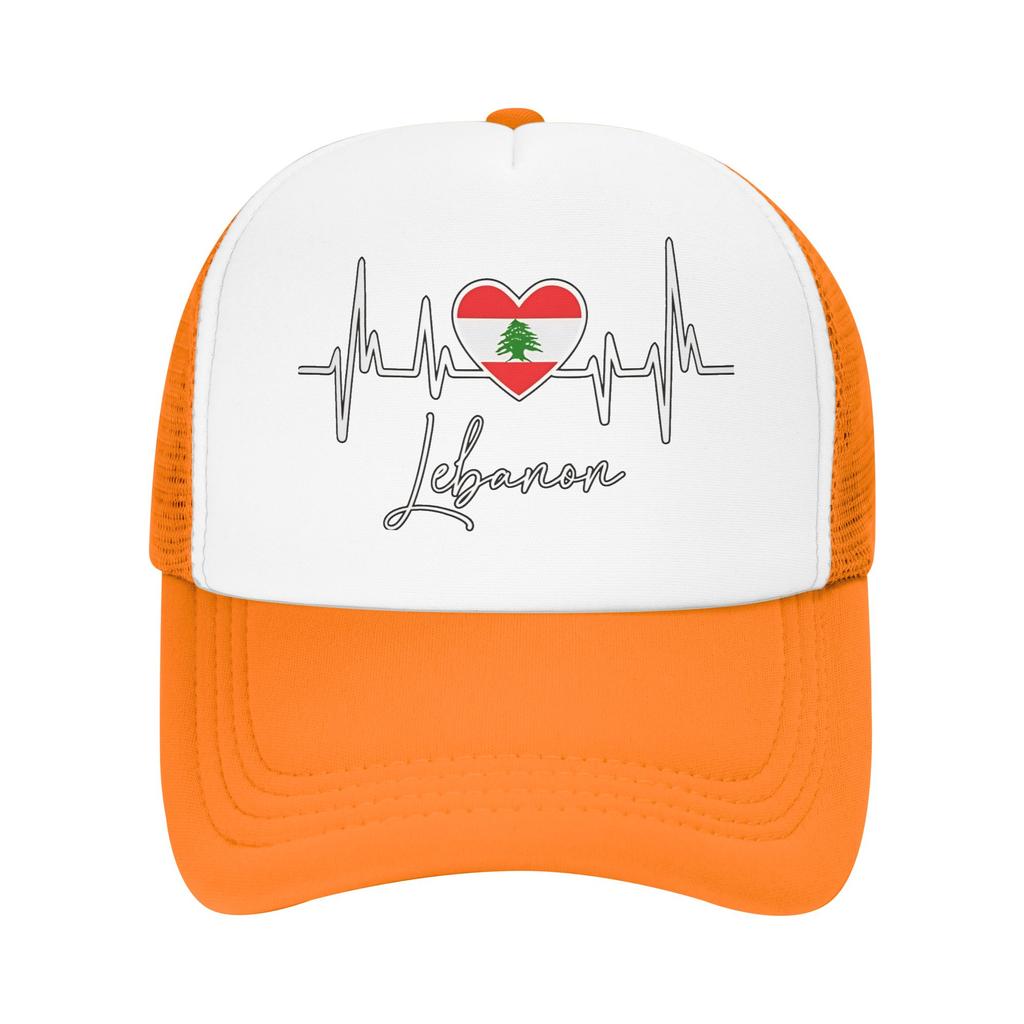 My Heart Beats For Lebanon Sun Hats Classic UnisexTeens Mesh Trucker Hat Breathable Print Outdoor Sport Baseball Caps
